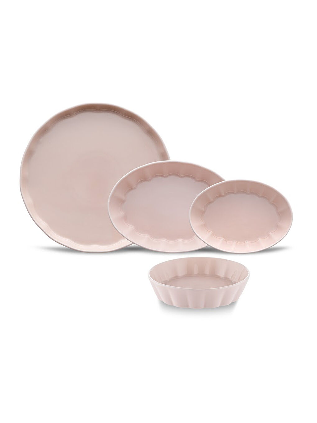 Cozy 14 Parça 6 Kişilik Porselen Kahvaltı Takımı Pembe-8