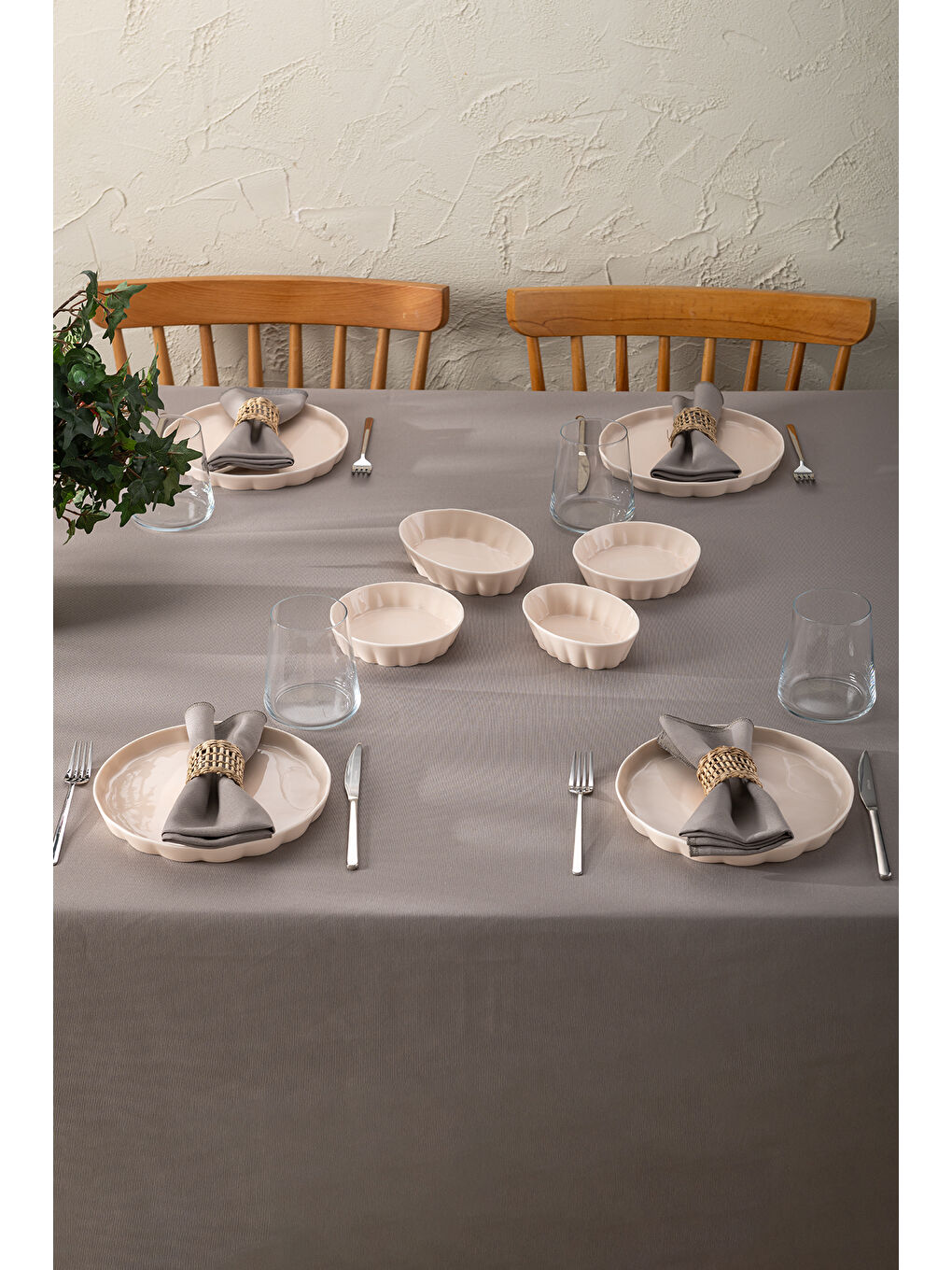 Cozy 14 Parça 6 Kişilik Porselen Kahvaltı Takımı Pembe-3