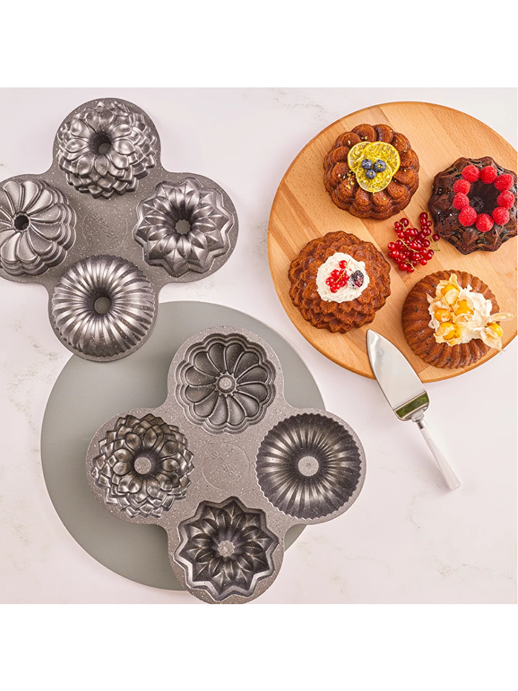 Griss One Four 4’lü Döküm Kek Kalıbı Gri-6