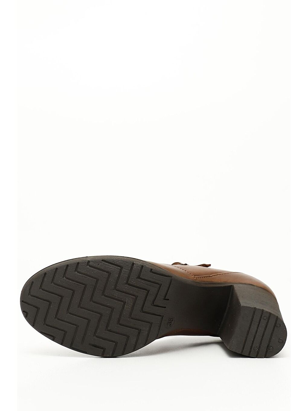 Bej VİZON  Hakiki Deri Yuvarlak Burun Orta Topuklu Kauçuk Taban Kadın Ayakkabı 24136-4