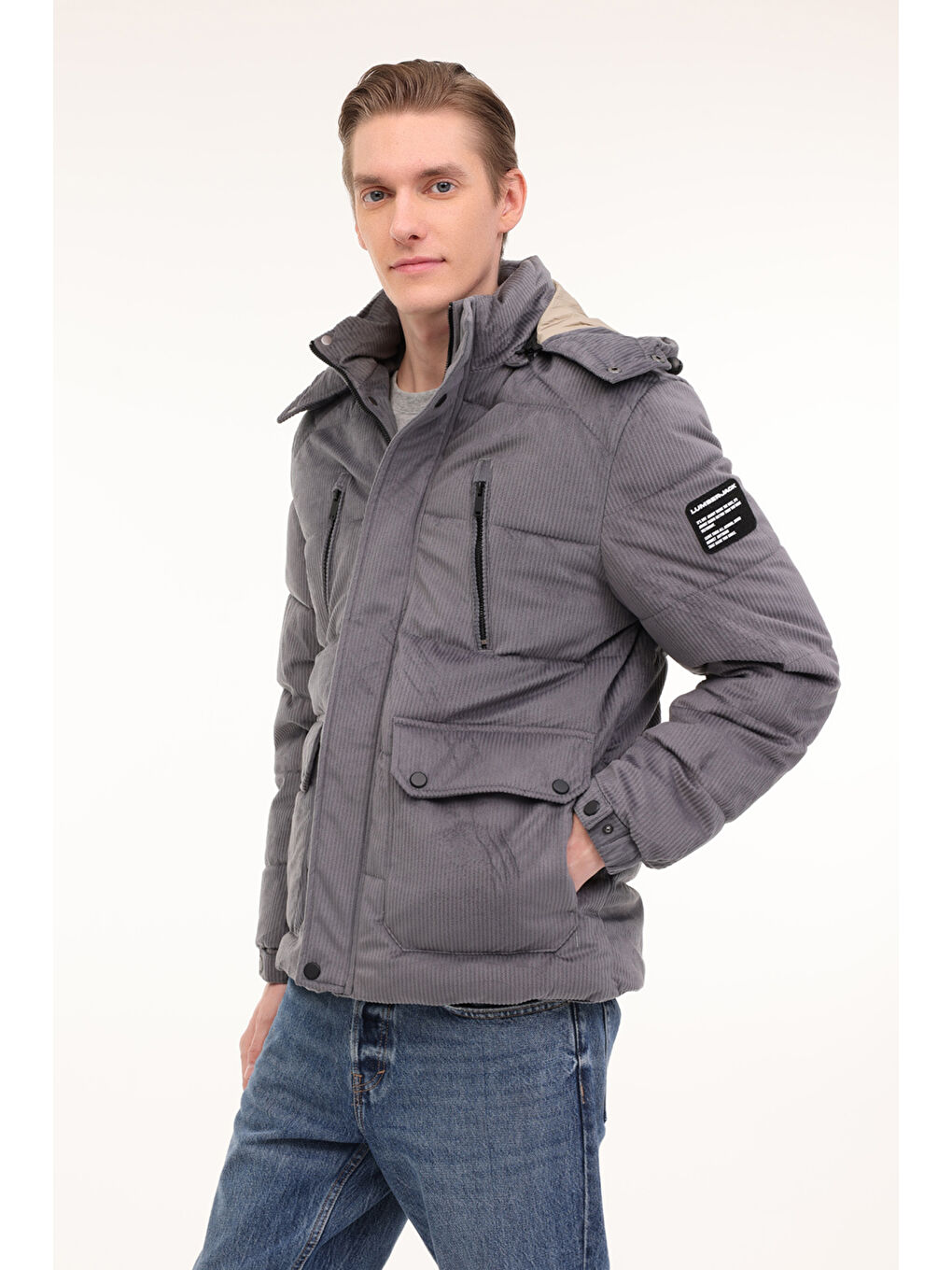 Gri ML 2 JJXCFAW23-H2349 4PR Antrasit Erkek Kısa Kaban