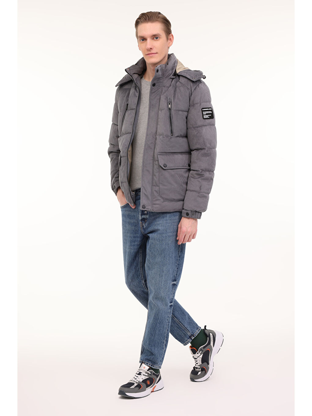 Gri ML 2 JJXCFAW23-H2349 4PR Antrasit Erkek Kısa Kaban-2