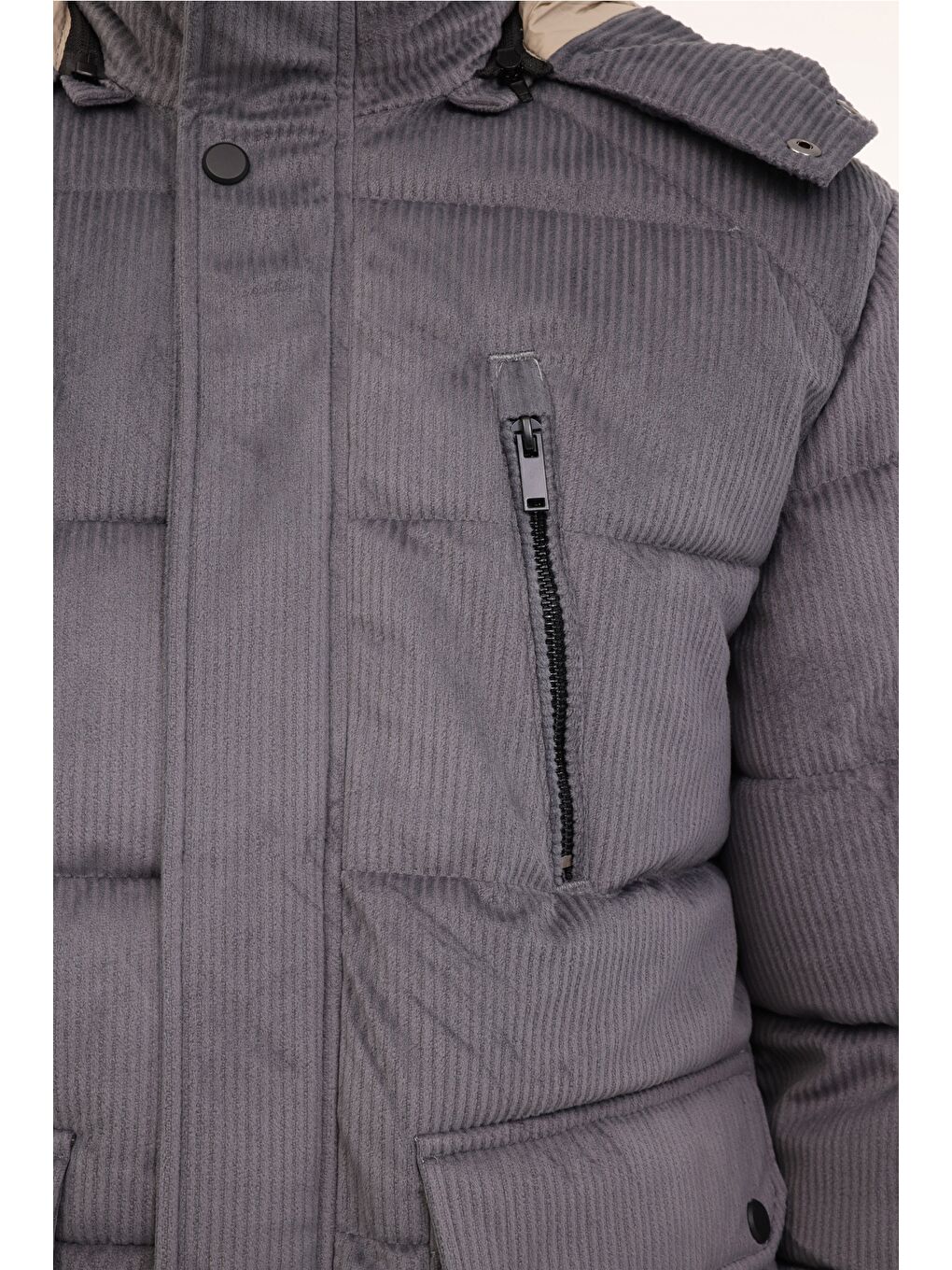 Gri ML 2 JJXCFAW23-H2349 4PR Antrasit Erkek Kısa Kaban-3