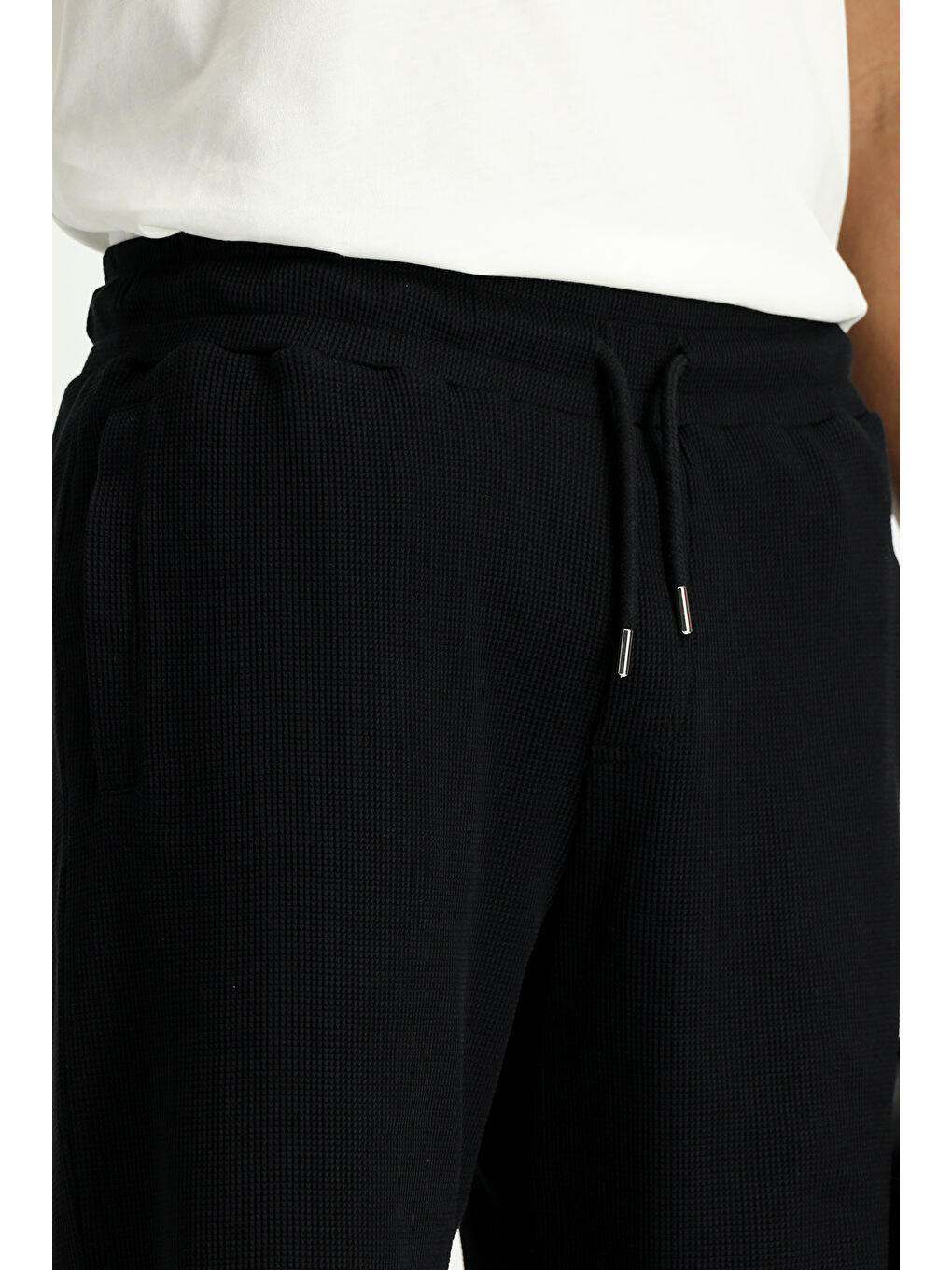 Siyah Pamuklu Spor Sweat Şort-4