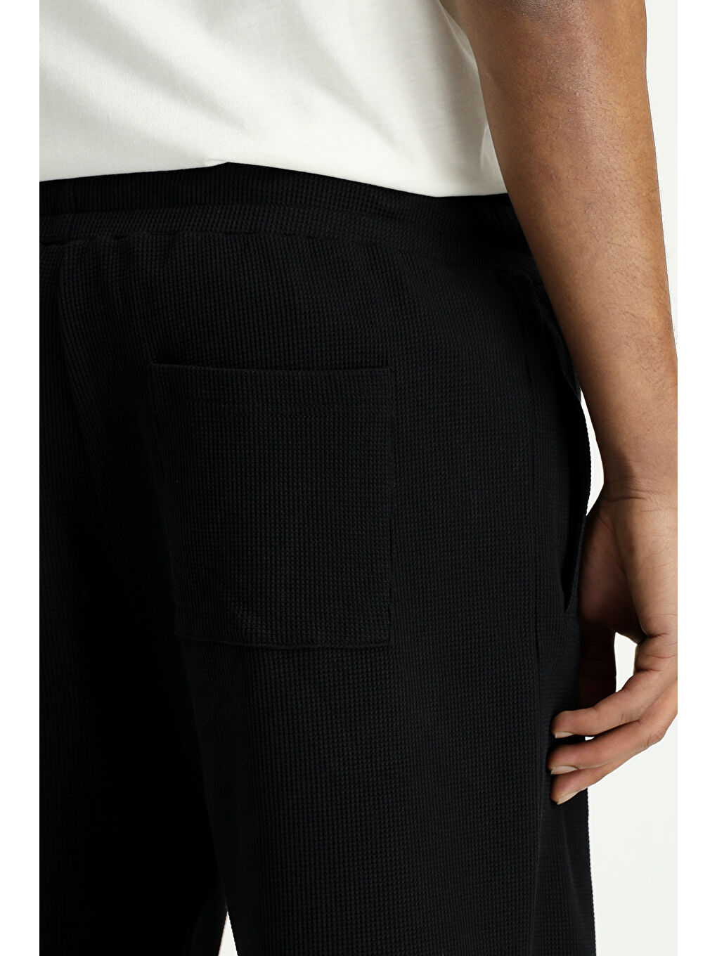 Siyah Pamuklu Spor Sweat Şort-5