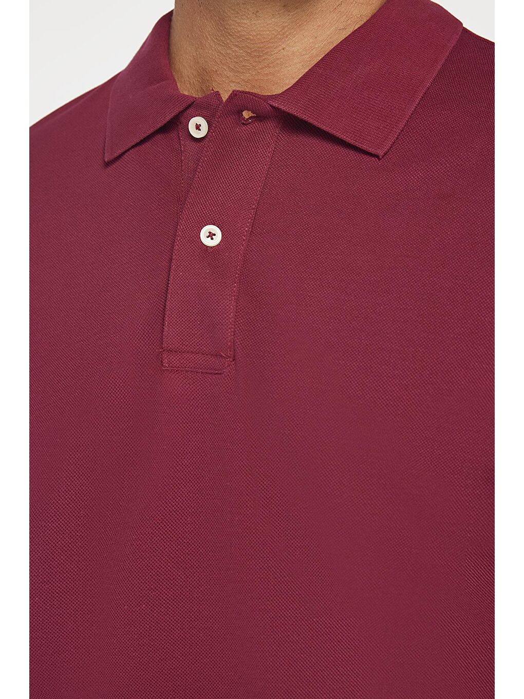 Erkek Slim Fit Dar Kesim %100 Pamuk Düz Pike Bordo Polo Yaka Tişört-3