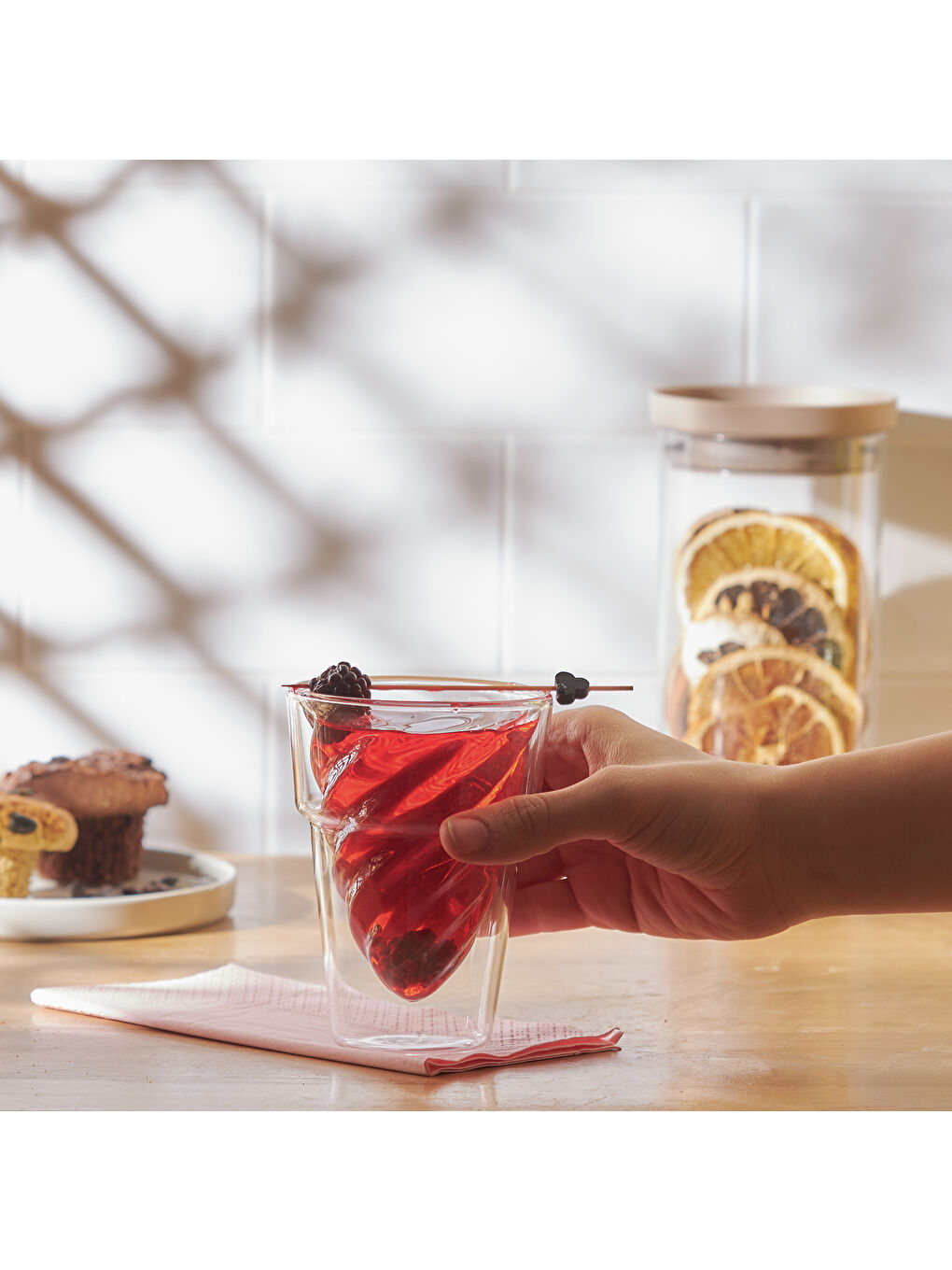 Renksiz Globe Çift Cidarlı Külah Form Cam Bardak-8