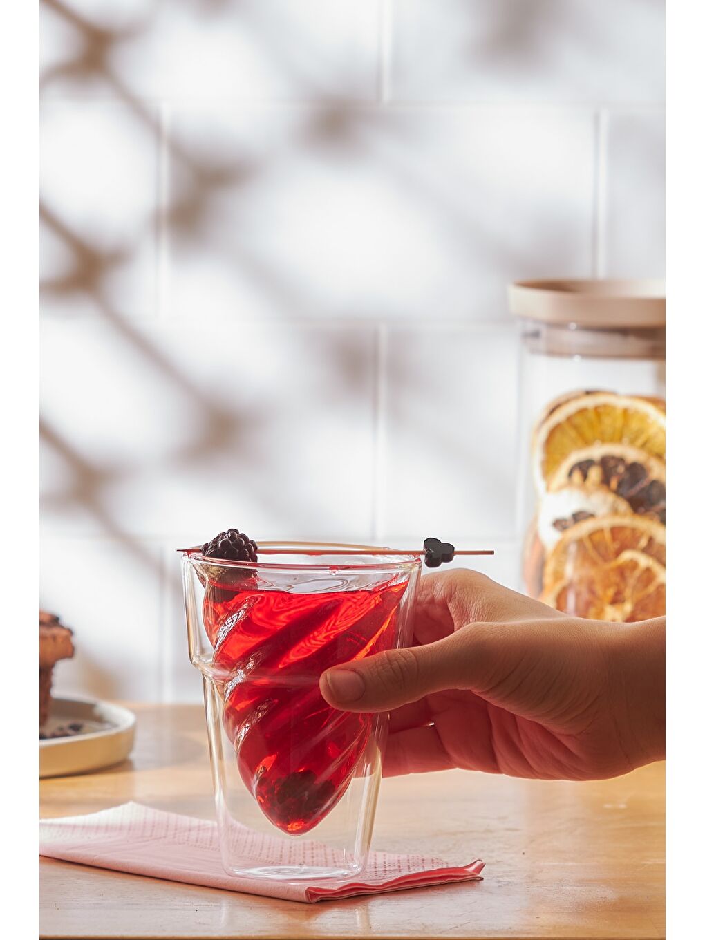 Renksiz Globe Çift Cidarlı Külah Form Cam Bardak-3