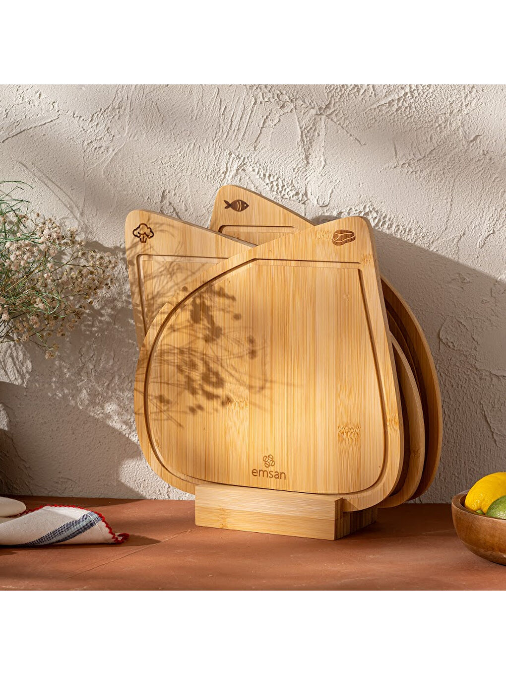 Kahverengi Bambu Threeline 3'lü Kesme Tahtası-9