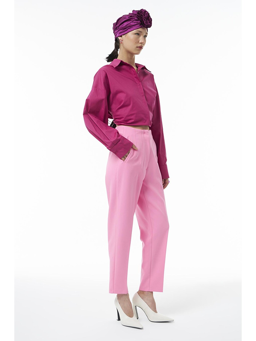 Pens Detaylı Pantolon Şeker Pembe-2