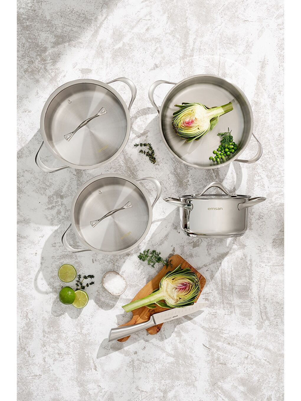 Gri Yakamoz İndüksiyon Tabanlı 8 Parça Paslanmaz Çelik Tencere Seti-1