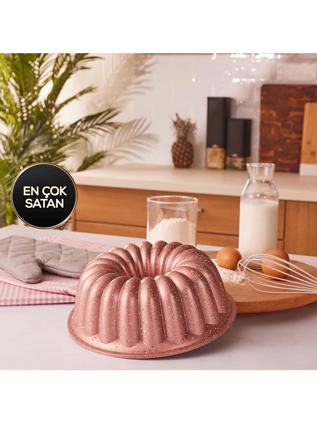 Pembe Arya Döküm Kek Kalıbı Golden Pink 24 cm-6