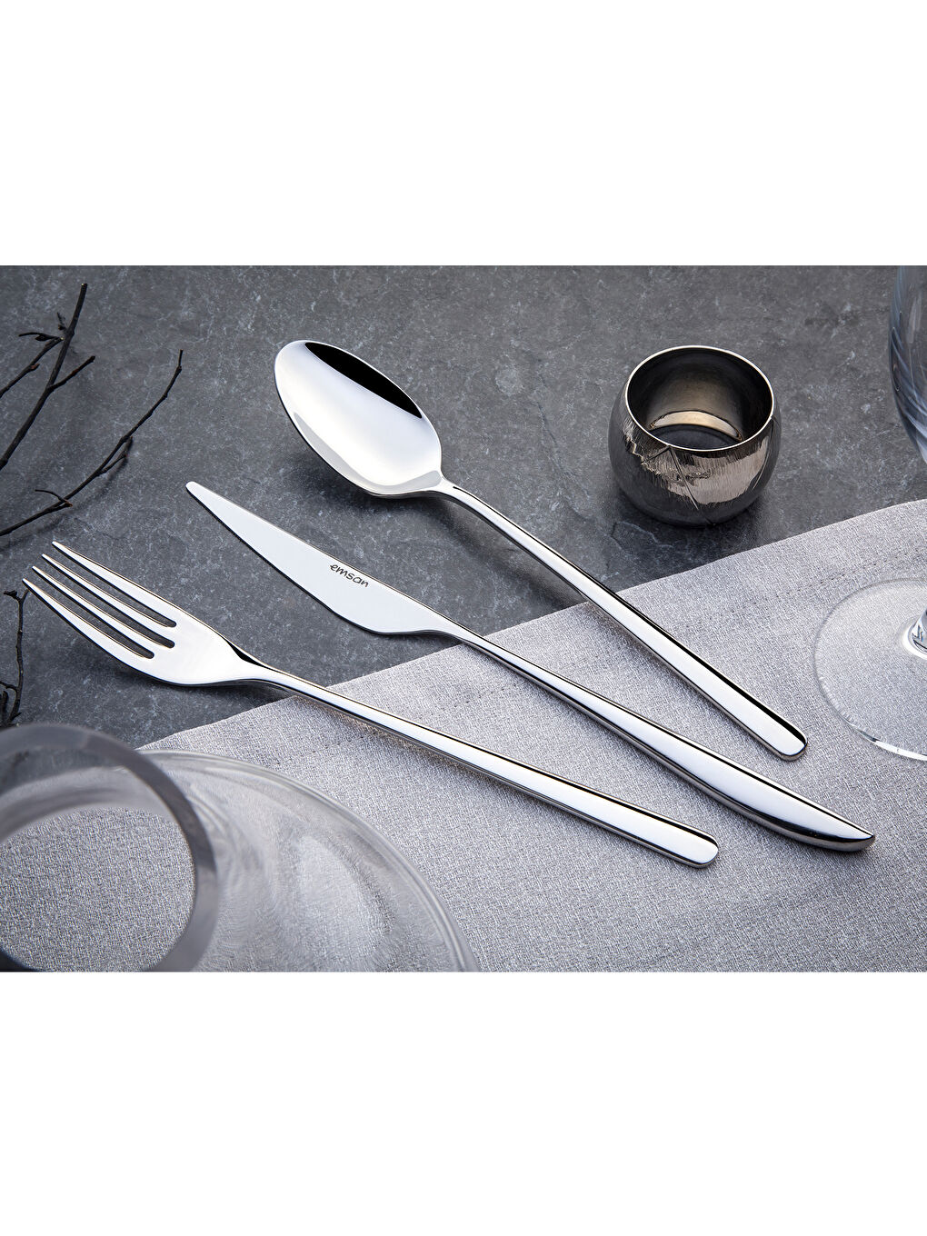 Gri Elegance Bello 84 Parça 12 Kişilik Çatal Kaşık Bıçak Seti Lüks Kutulu-9