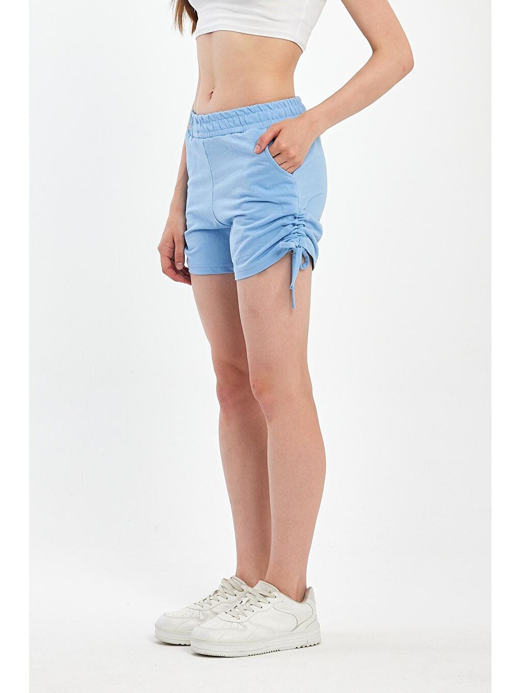 Mavi Kadın Yan Büzgülü Şort 1991-1