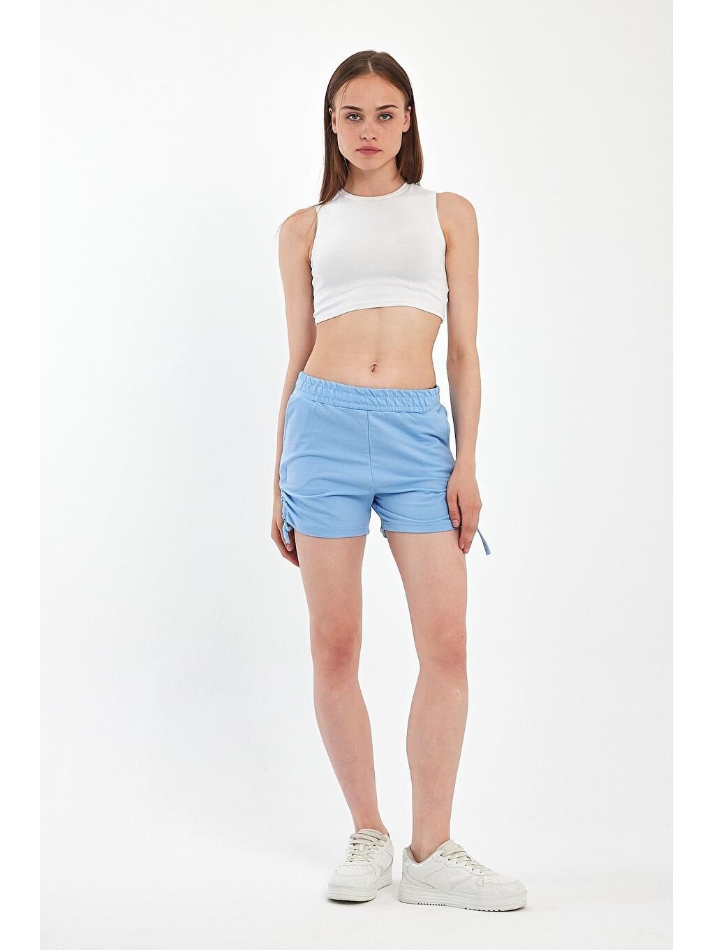 Mavi Kadın Yan Büzgülü Şort 1991-4