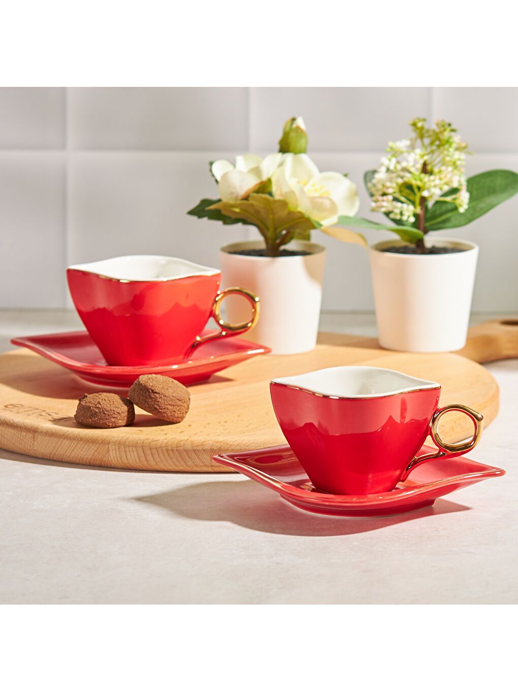 Sonsuz Aşk 2 Kişilik Kahve Fincanı Takımı Kırmızı 100 ml-6