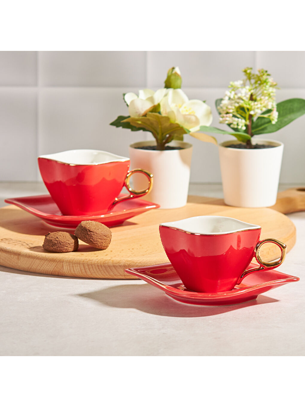 Sonsuz Aşk 2 Kişilik Kahve Fincanı Takımı Kırmızı 100 ml-8