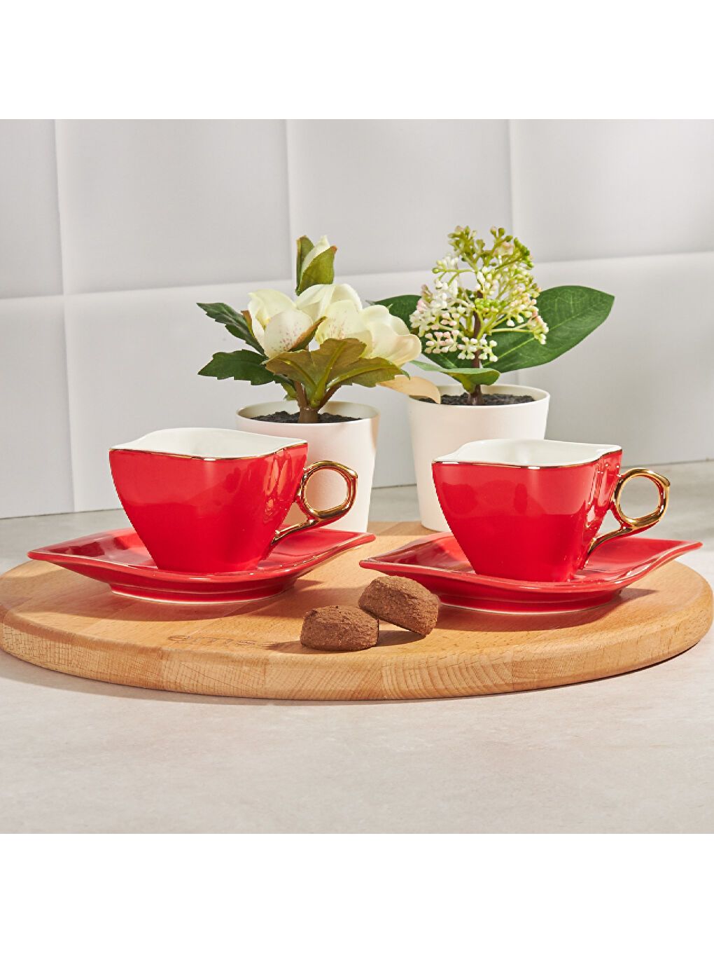 Sonsuz Aşk 2 Kişilik Kahve Fincanı Takımı Kırmızı 100 ml-9