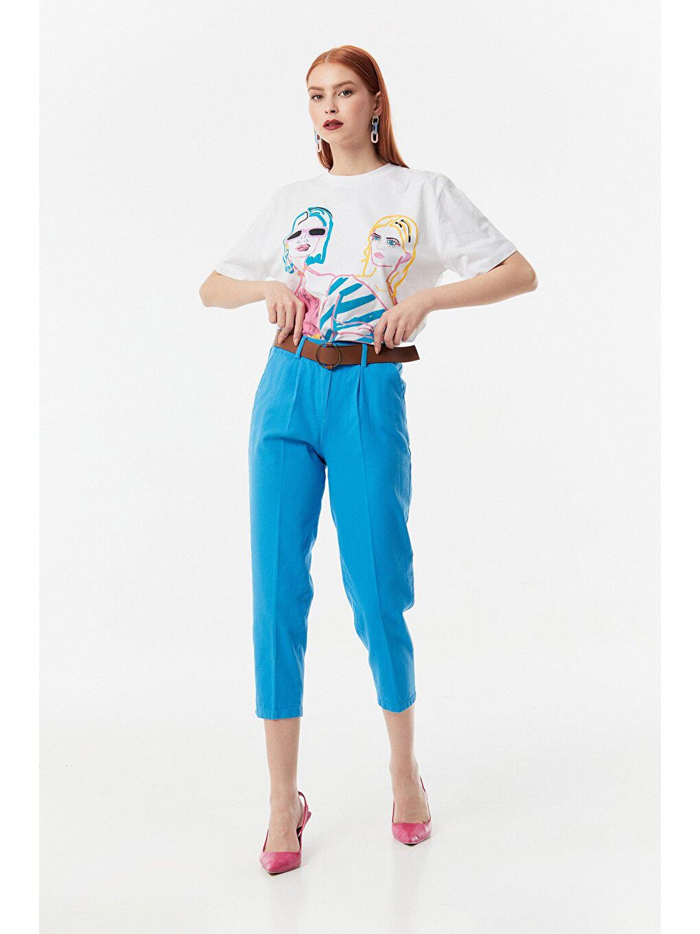 Mavi Kemerli Carrot Fit Gabardin  Pantolon