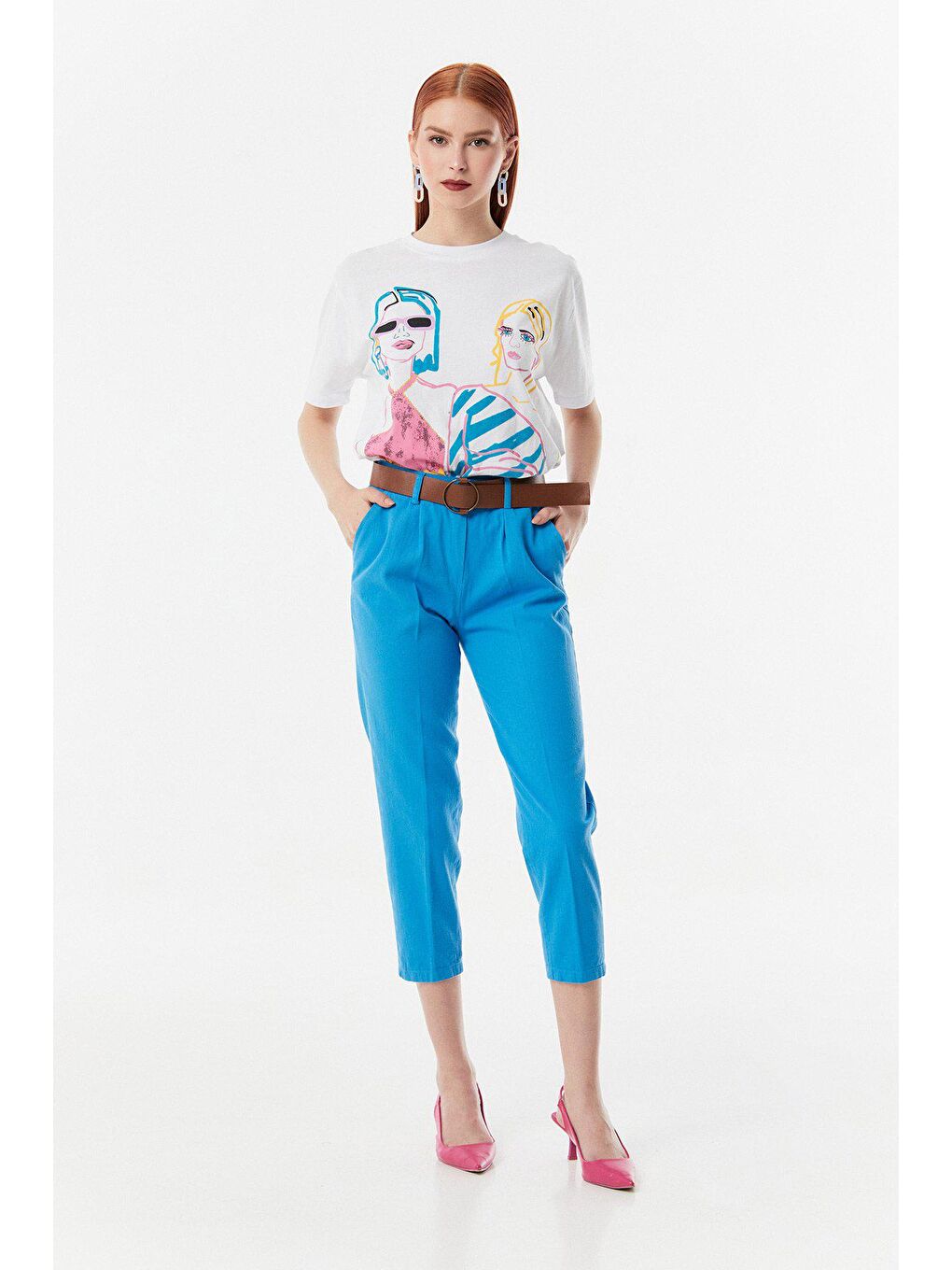 Mavi Kemerli Carrot Fit Gabardin  Pantolon-1