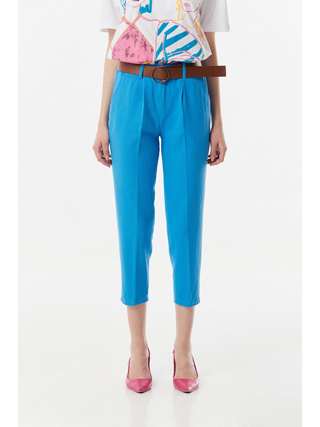 Mavi Kemerli Carrot Fit Gabardin  Pantolon-4