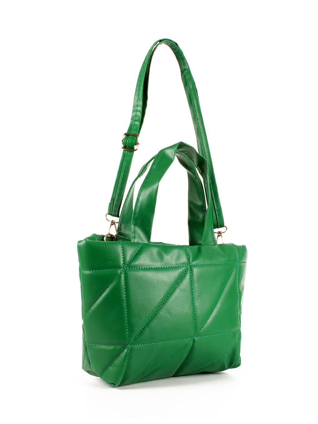 Yeşil Kadın Yumuşak Doku Şişme Kapitoneli El ve Omuz Çantası (20691)-1