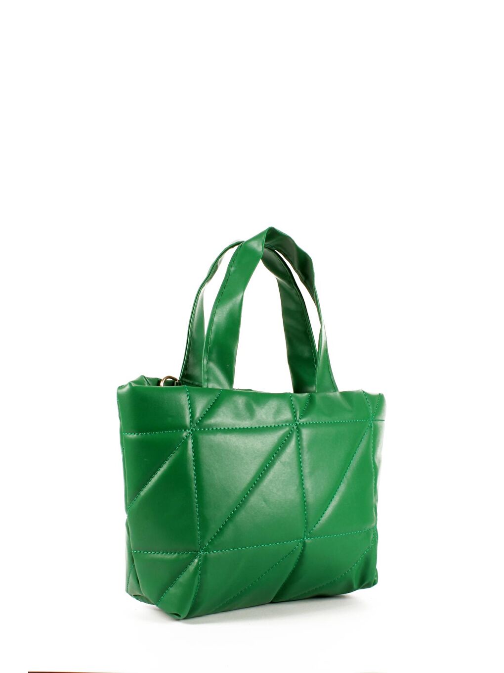 Yeşil Kadın Yumuşak Doku Şişme Kapitoneli El ve Omuz Çantası (20691)-2