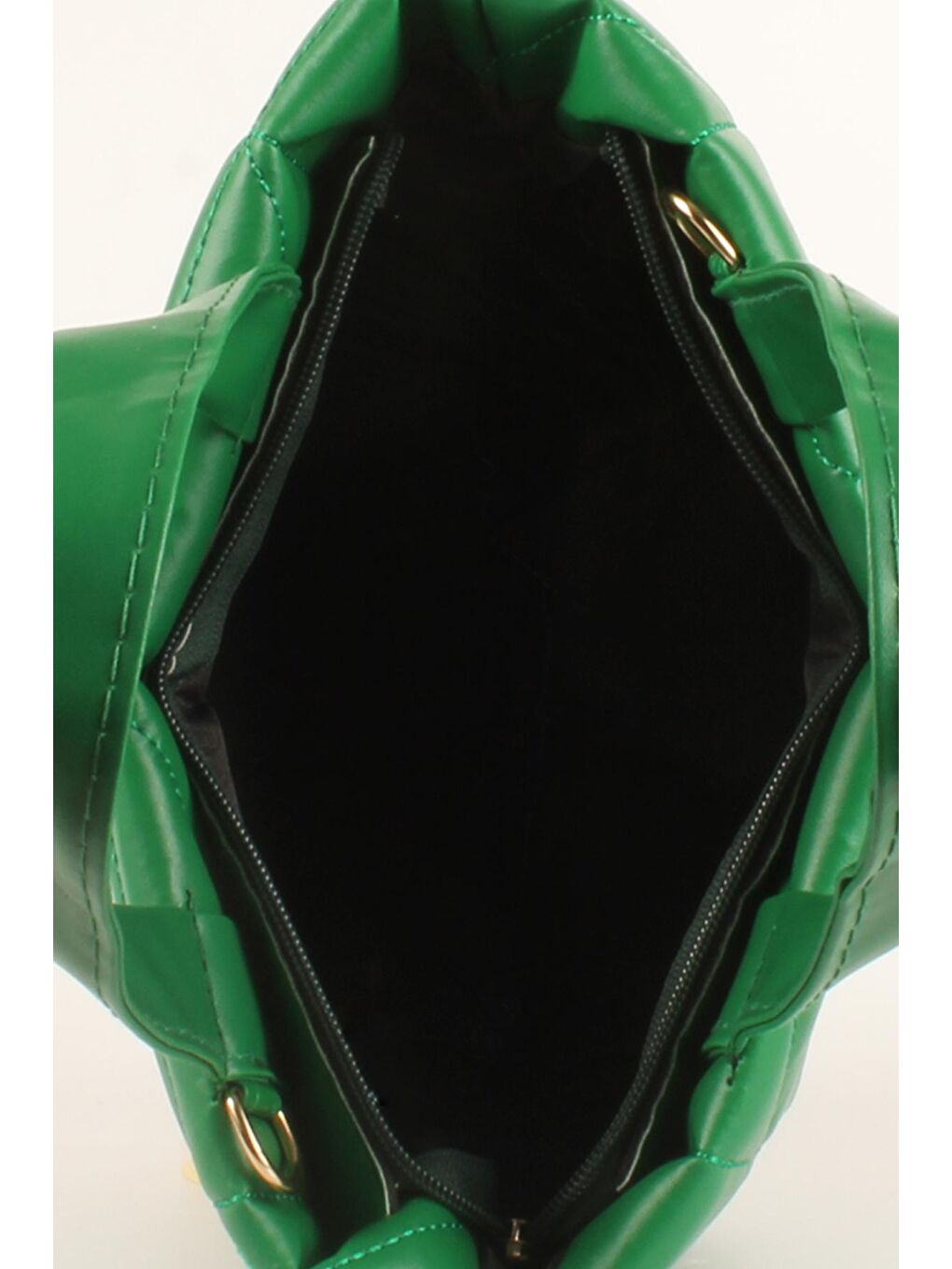 Yeşil Kadın Yumuşak Doku Şişme Kapitoneli El ve Omuz Çantası (20691)-3