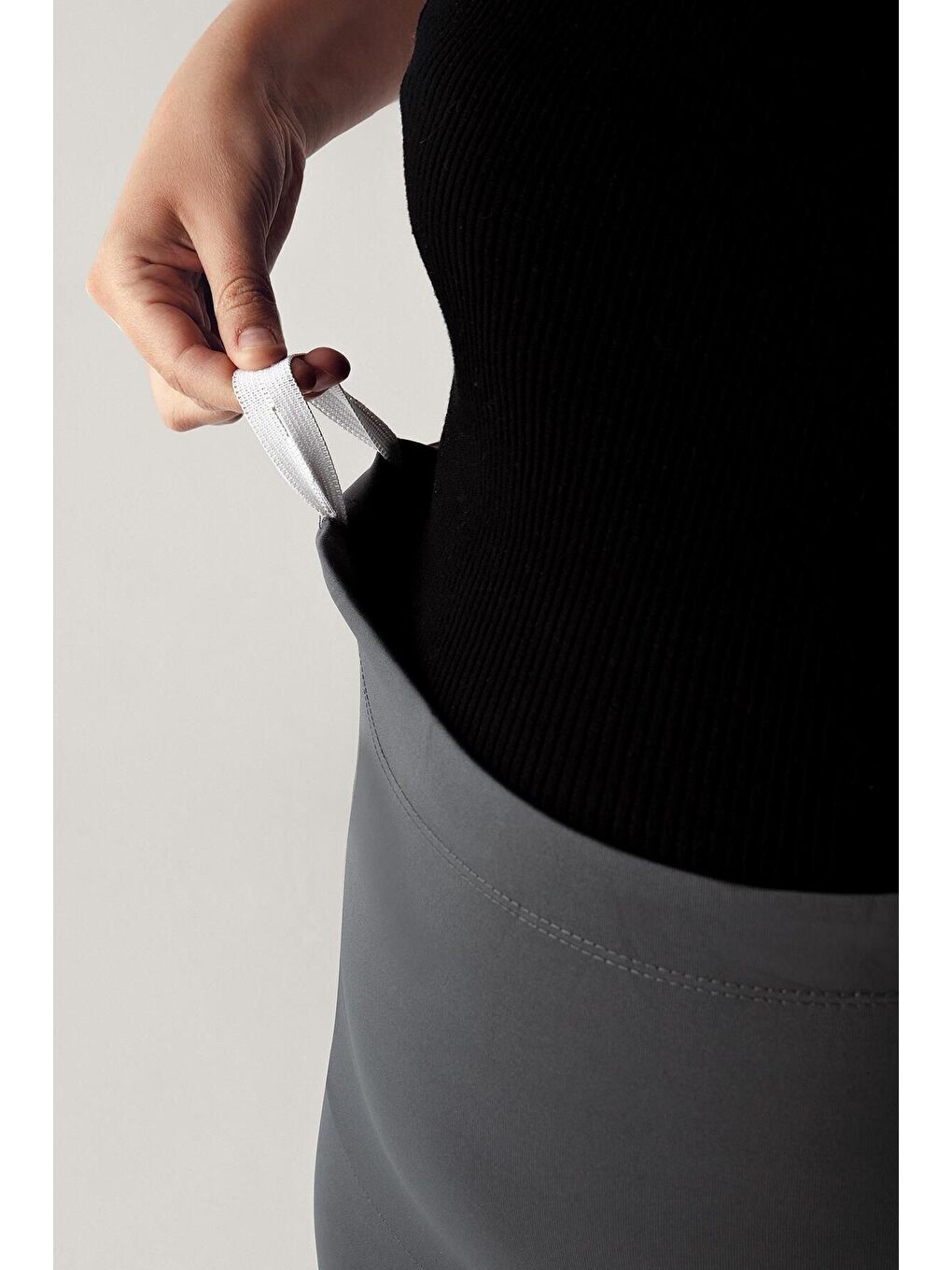 Antrasit Termal Şardonlu Sıcak Tutan Esnek Beli Ayarlanabilir Kışlık Hamile Tayt T10-2