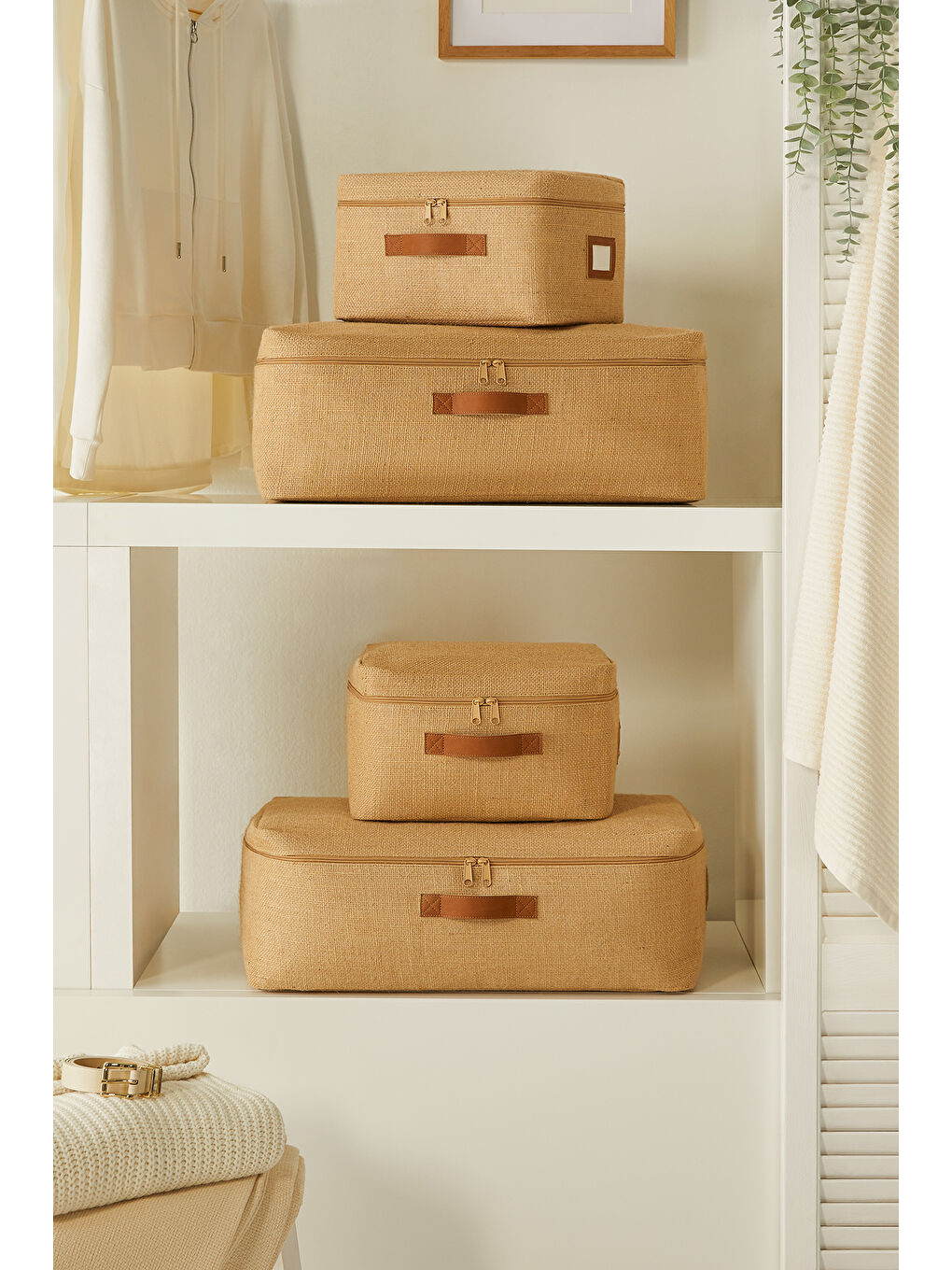 Bej 4'lü Jüt Hurç Set