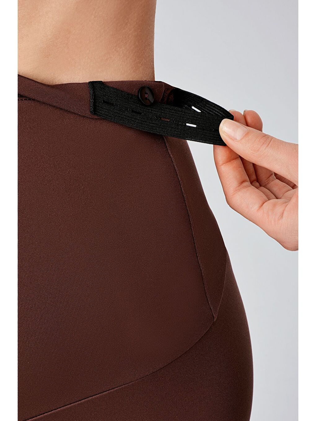 Kahverengi Termal Şardonlu Sıcak Tutan Esnek Beli Ayarlanabilir Kışlık Hamile Tayt T10-1