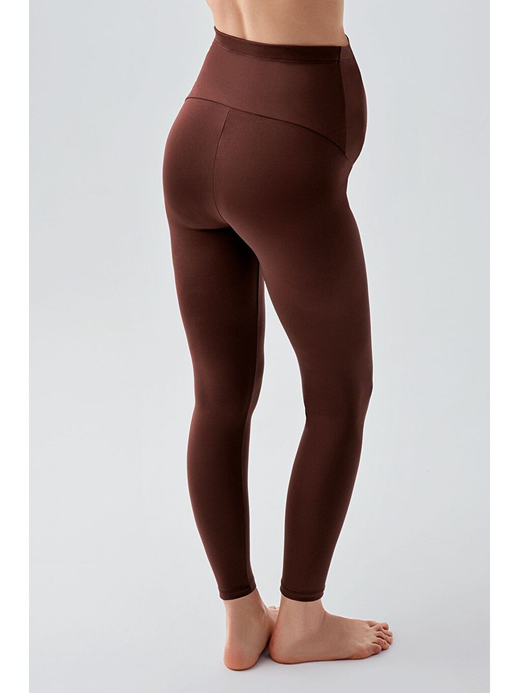 Kahverengi Termal Şardonlu Sıcak Tutan Esnek Beli Ayarlanabilir Kışlık Hamile Tayt T10-2