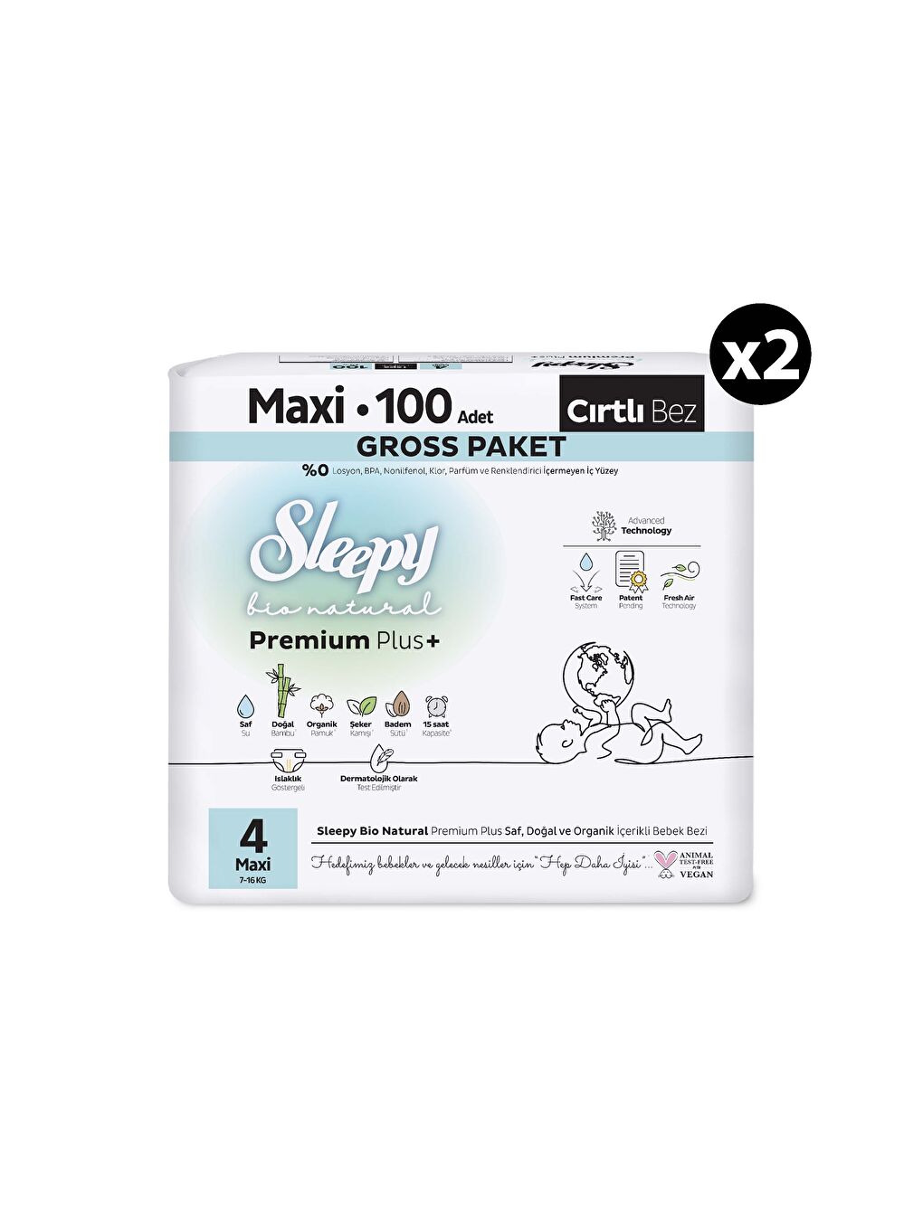 Bio Natural Premium Plus Gross Paket Bebek Bezi 4 Numara Maxi 200 Adet-1