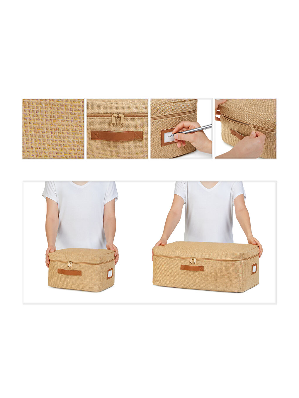 Bej 4'lü Jüt Hurç Set-5