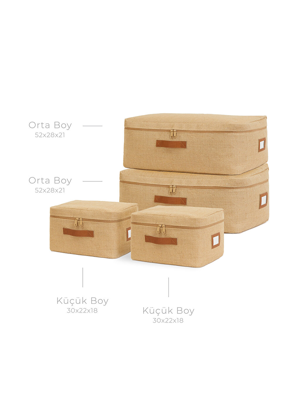 Bej 4'lü Jüt Hurç Set-6