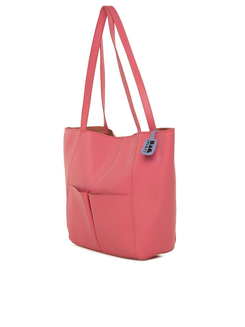 Fuşya Çift Cepli Logolu Büyük Tote Çanta-1