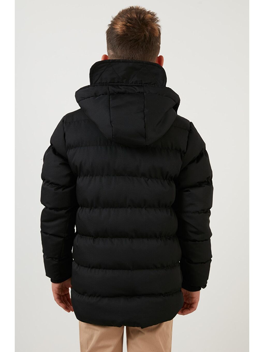 Siyah İçi Peluş Astarlı Kapüşonlu Mont 6031879-4