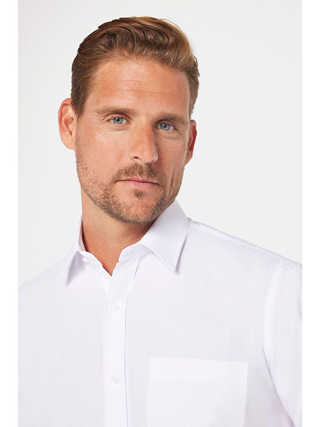 Erkek Regular Fit Klasik Kesim Pamuklu Kolay Ütü Düz Beyaz Gömlek-2