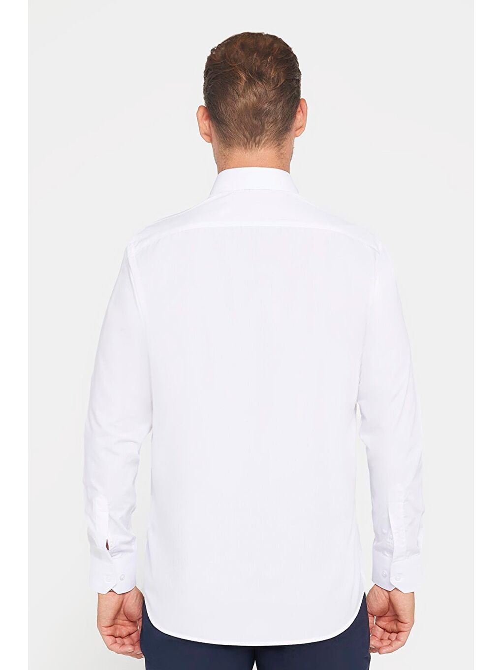 Erkek Regular Fit Klasik Kesim Pamuklu Kolay Ütü Düz Beyaz Gömlek-4