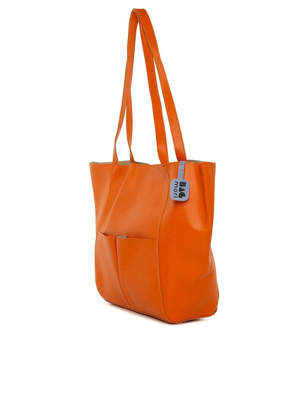 Turuncu Çift Cepli Logolu Büyük Tote Çanta-1