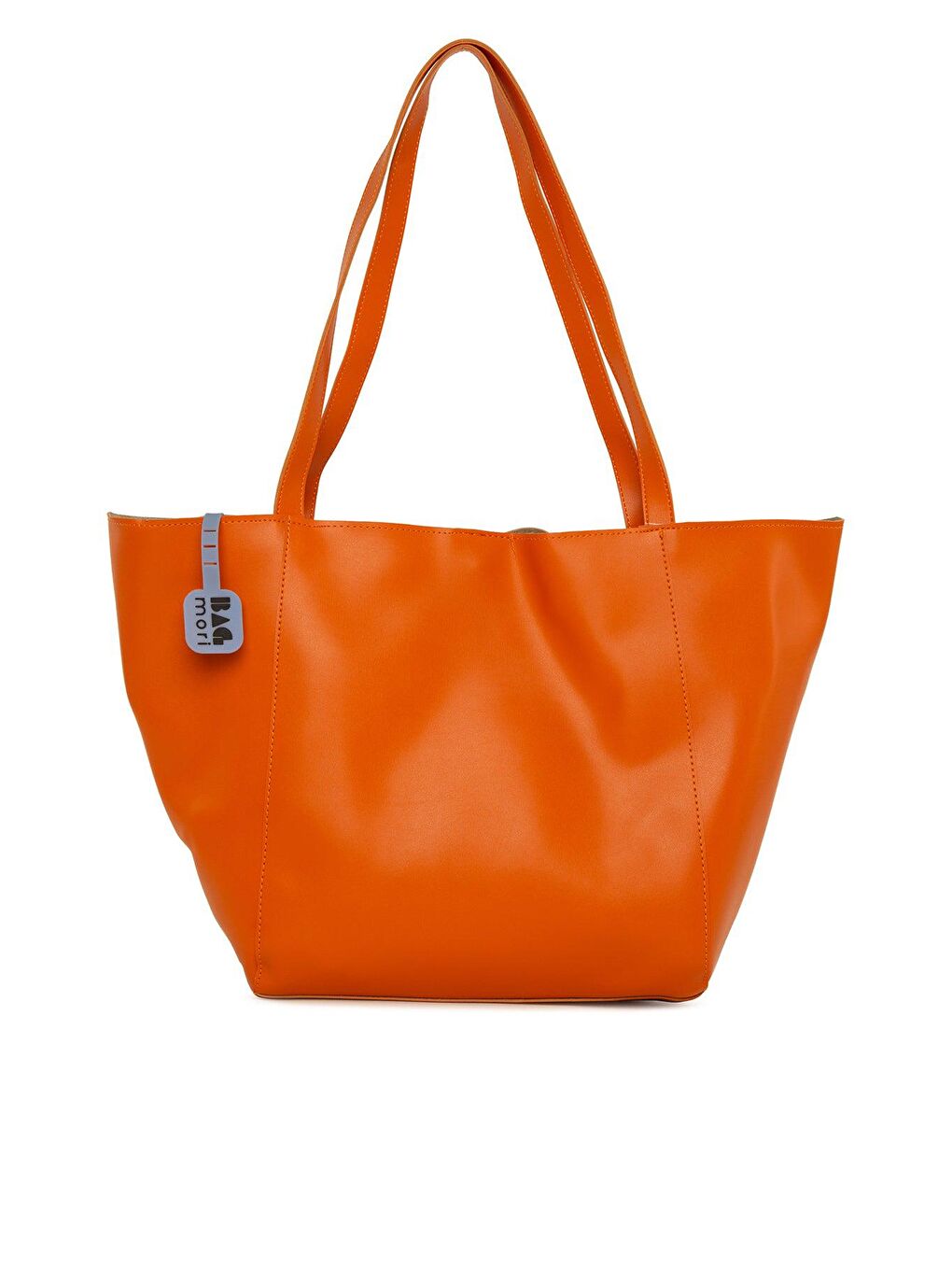 Turuncu Çift Cepli Logolu Büyük Tote Çanta-2