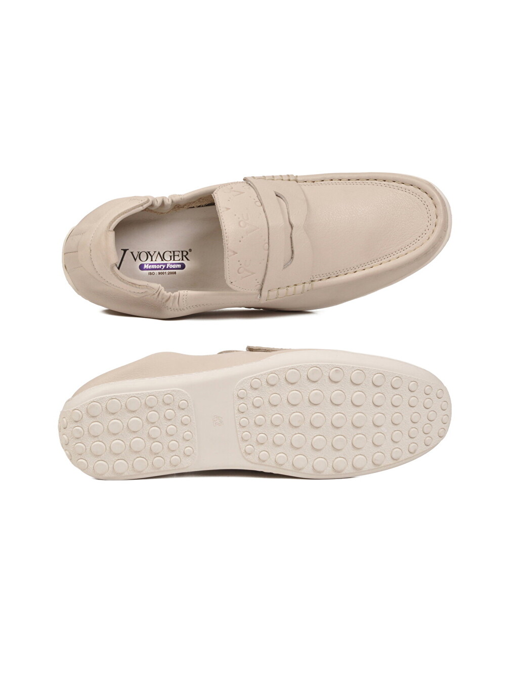 Erkek Hakiki Deri Loafer Mokasen Ayakkabı Hafızalı Taban Hafif Smart Casual Ekru M420 M-3