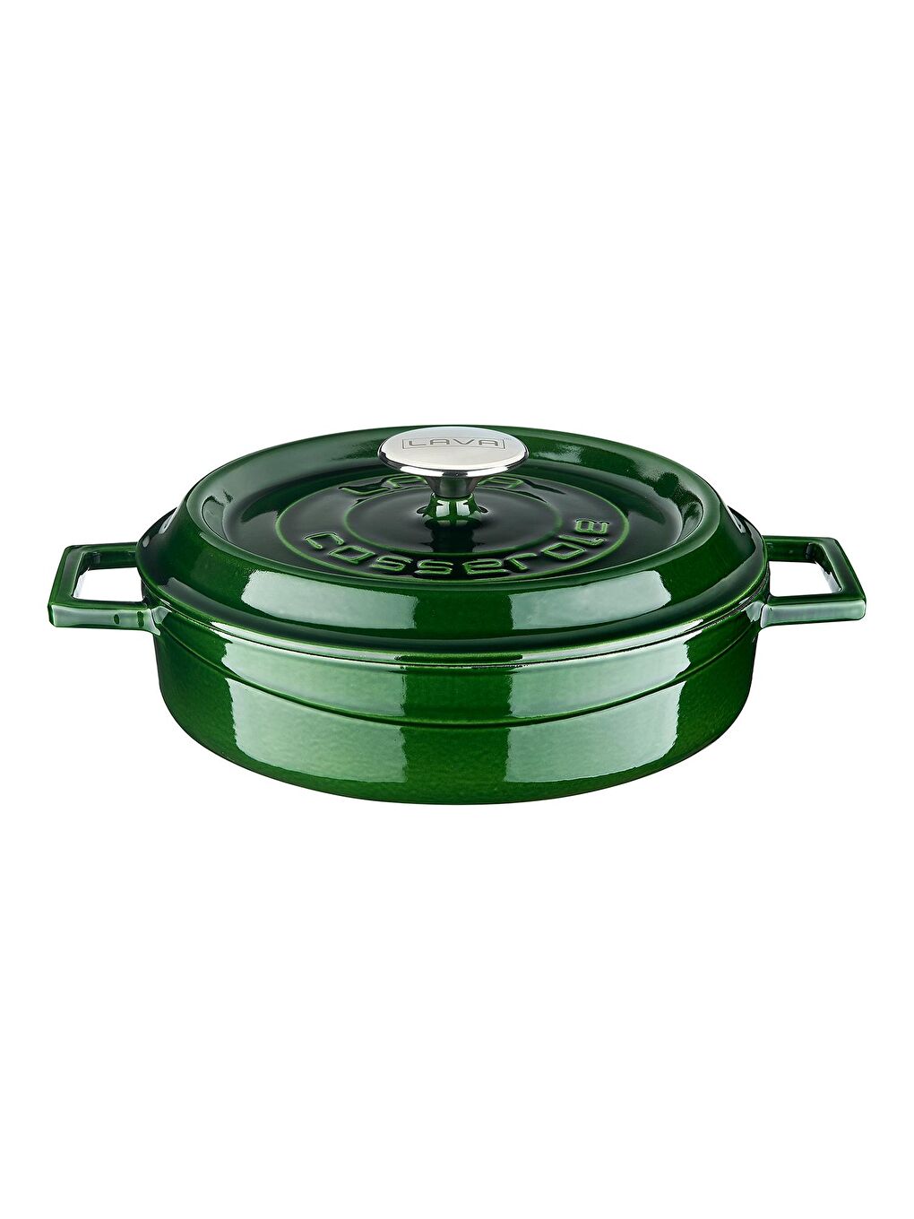 Yeşil Çok Amaçlı Yayvan Tencere Döküm Demir Yekpare Kulplu Premium Serisi Çap(Ø)24cm.