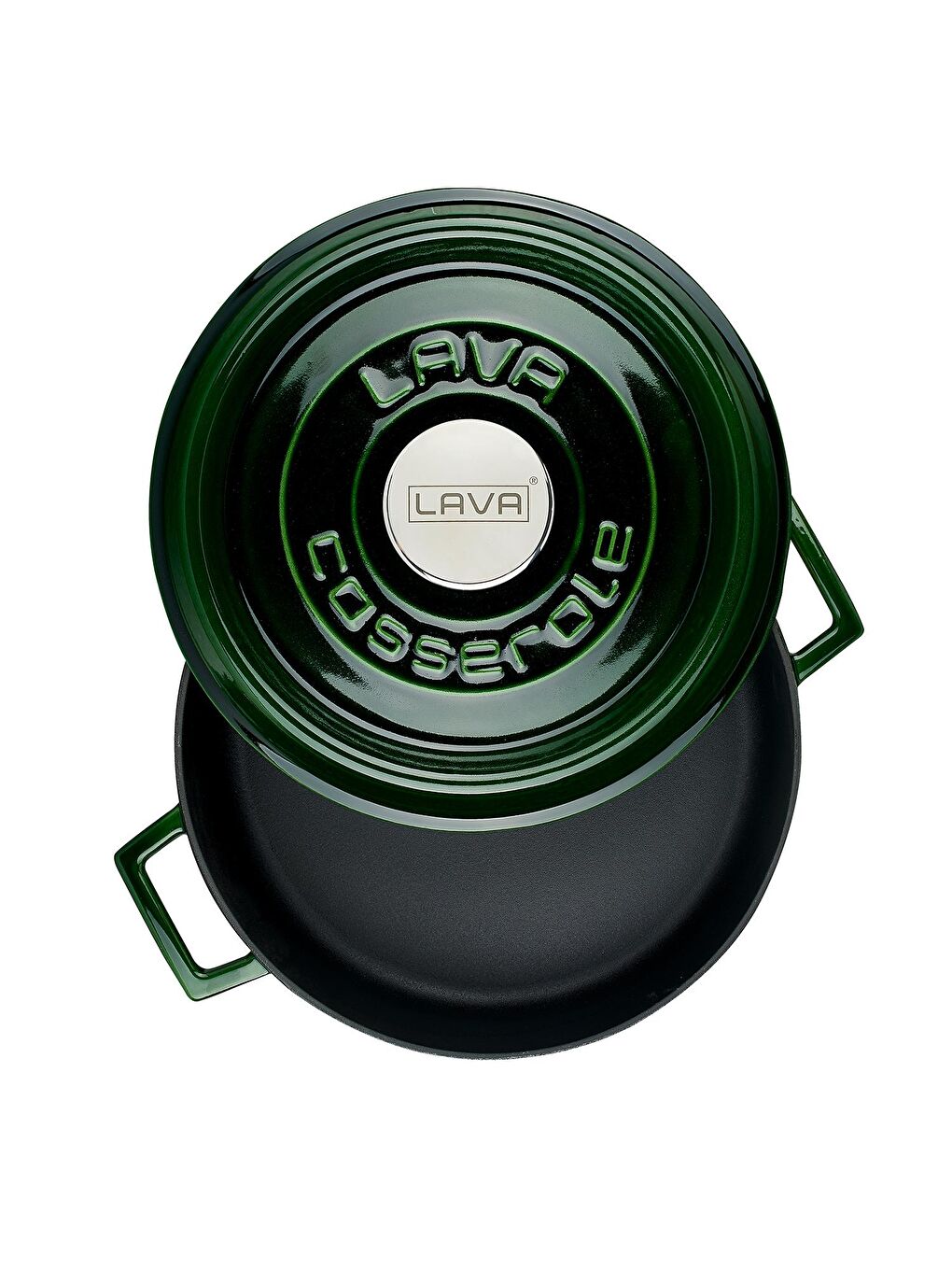 Yeşil Çok Amaçlı Yayvan Tencere Döküm Demir Yekpare Kulplu Premium Serisi Çap(Ø)24cm.-1