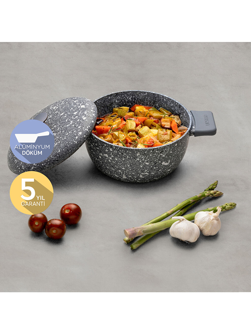 Gri Perge Döküm Derin Tencere 20 cm-3