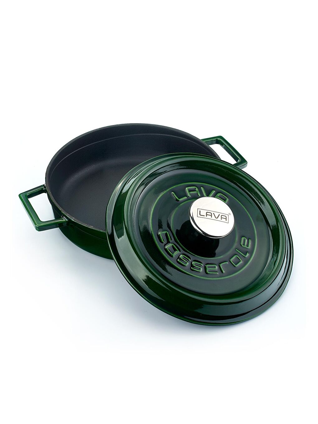Yeşil Çok Amaçlı Yayvan Tencere Döküm Demir Yekpare Kulplu Premium Serisi Çap(Ø)24cm.-2