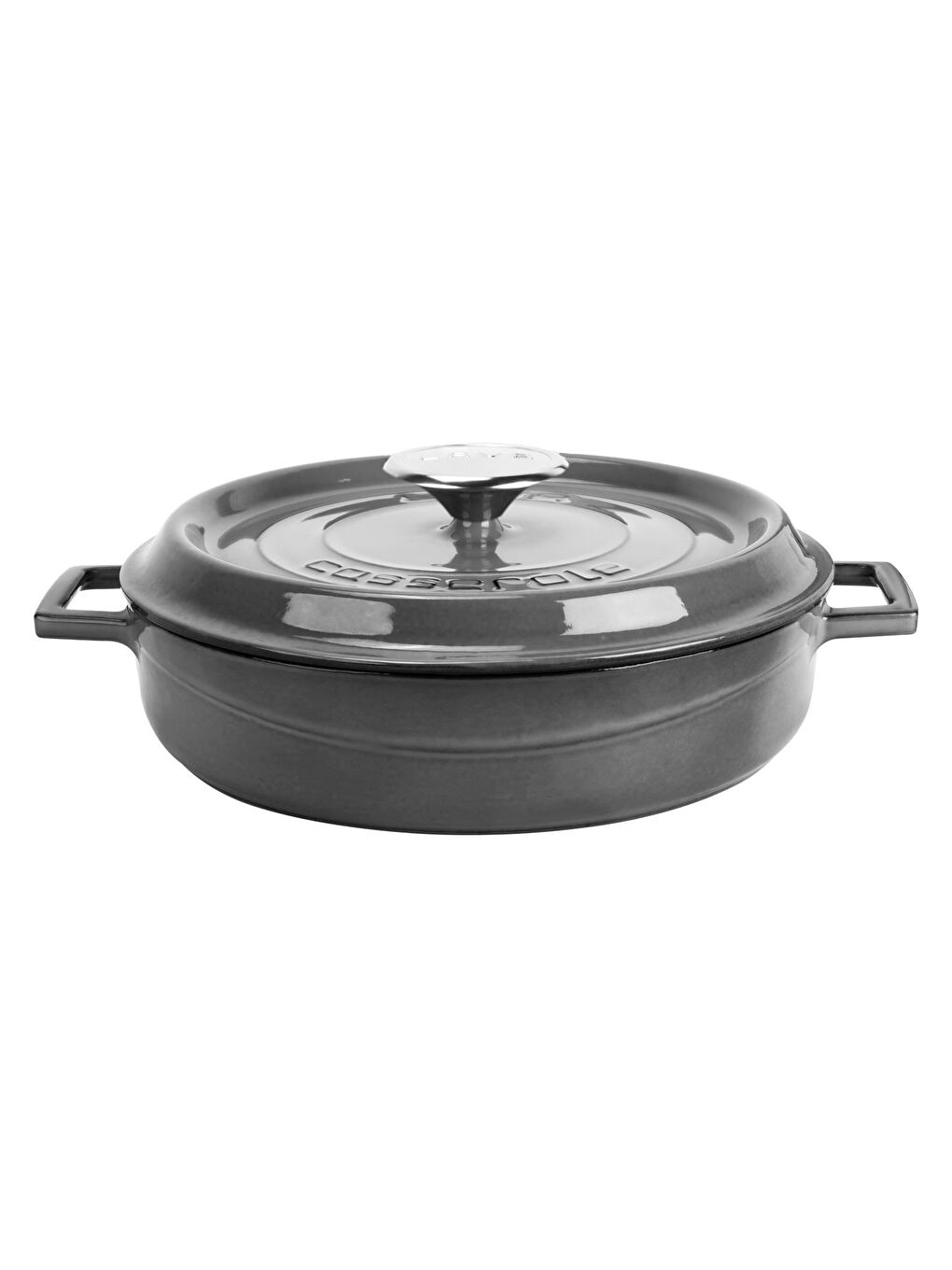 Gri Çok Amaçlı Yayvan Tencere Döküm Demir Yekpare Kulplu Premium Serisi Çap(Ø)24cm.