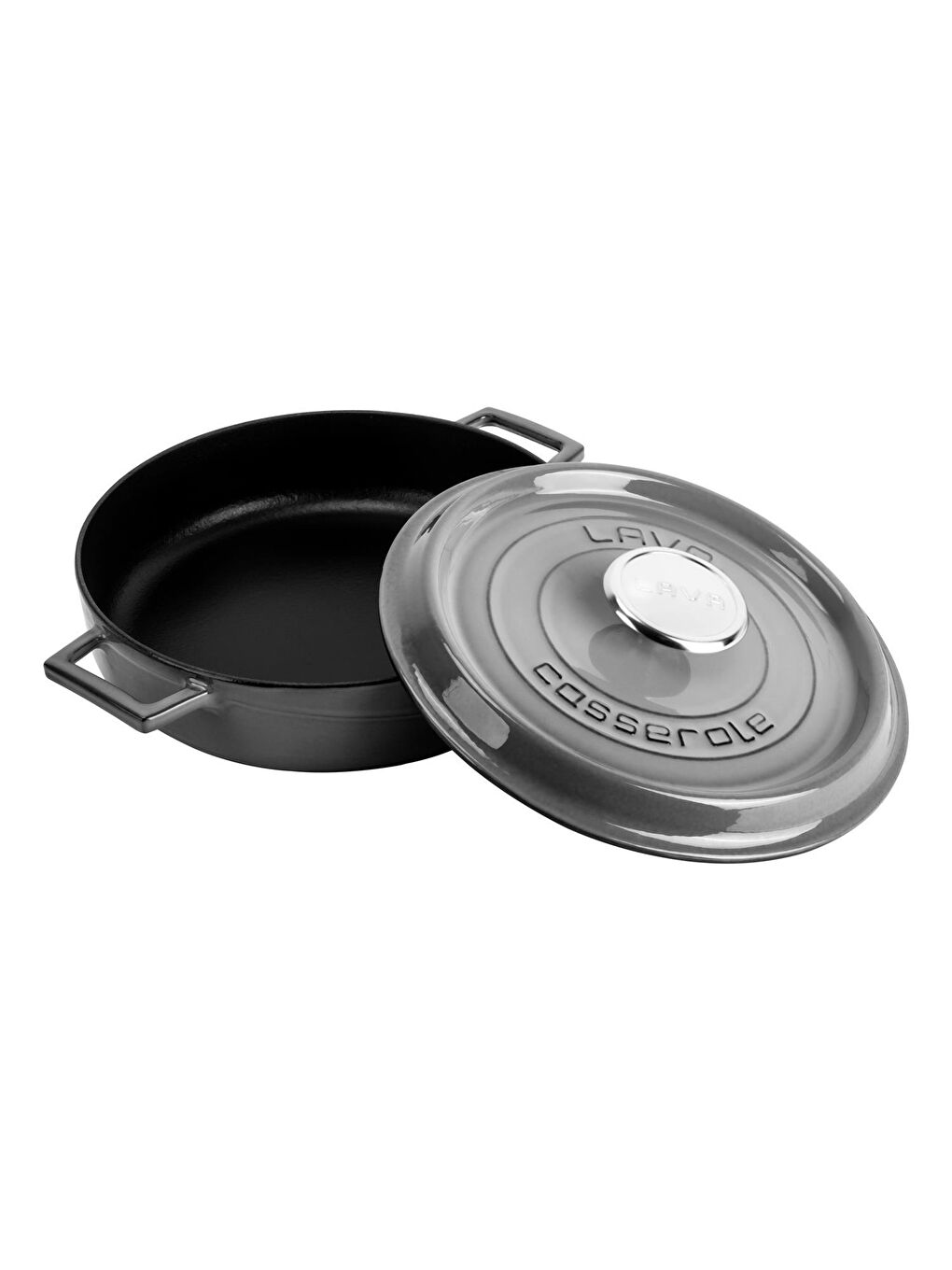 Gri Çok Amaçlı Yayvan Tencere Döküm Demir Yekpare Kulplu Premium Serisi Çap(Ø)24cm.-2