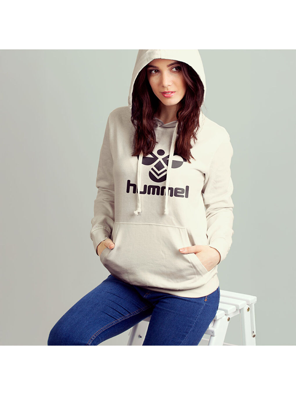 Hummel Billund Kadın Ekru Kapüşonlu Sweatshirt