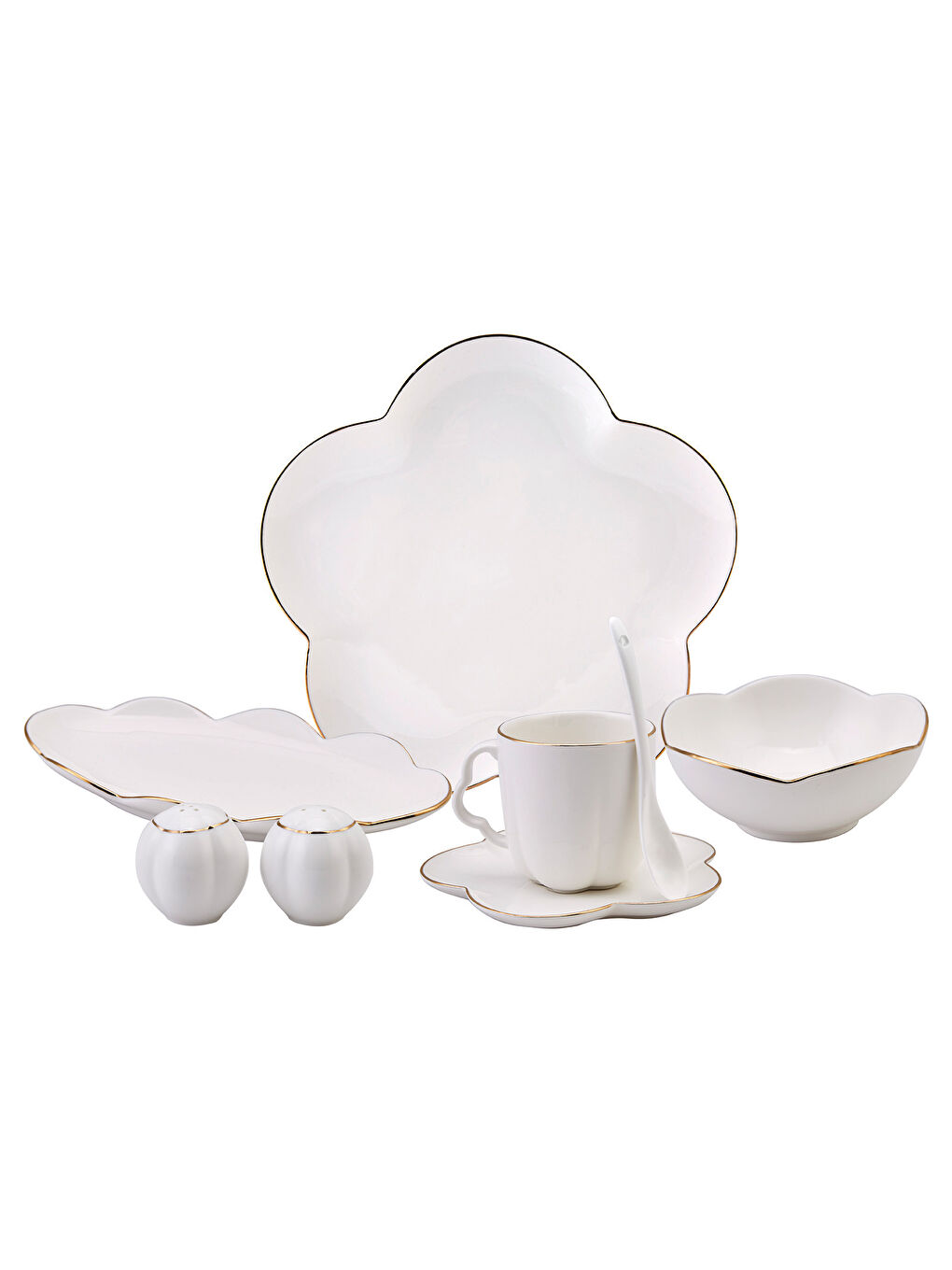 Sarı Çiçek Porselen 32 Parça 6 Kişilik Kahvaltı/Servis Takımı-8